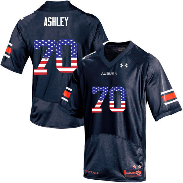 Men #70 Calvin Ashley Auburn Tigers USA Flag Fashion College Football Jerseys-Navy - Click Image to Close